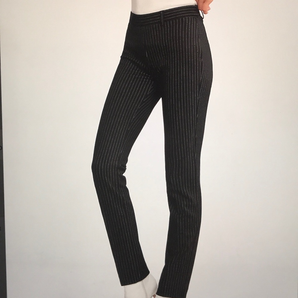 Mid Rise Straight Leg Pinstripe Ponte Pants